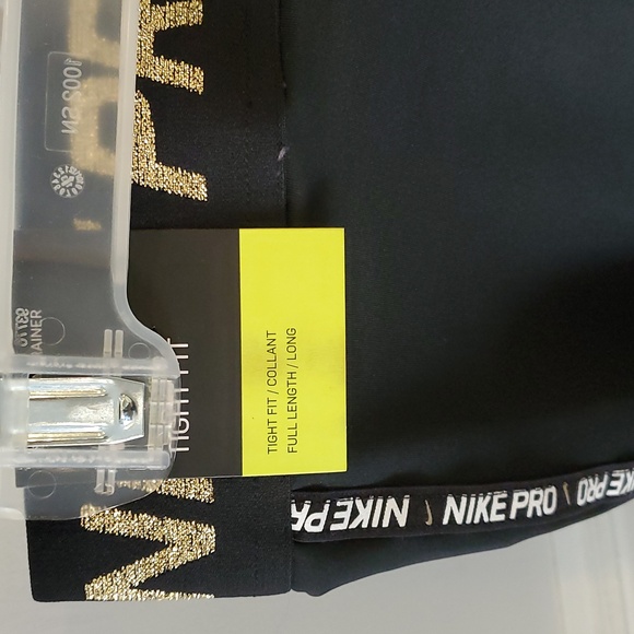 Nike Pro Full Length Training Gold and Black Leggings - Picture 6 of 6